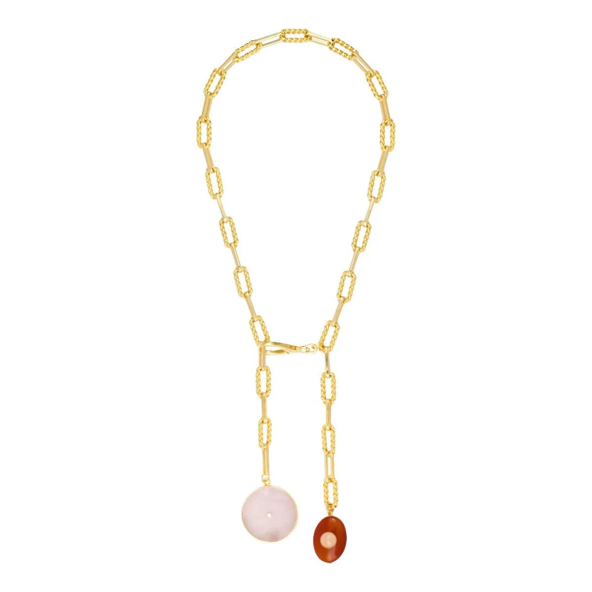 Collier Double Pendant Quartz Rose - Image 1